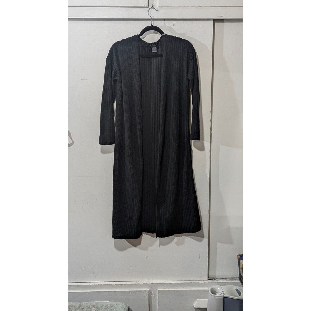 See You Monday - Black Ribbed Duster Cardigan sz. M
